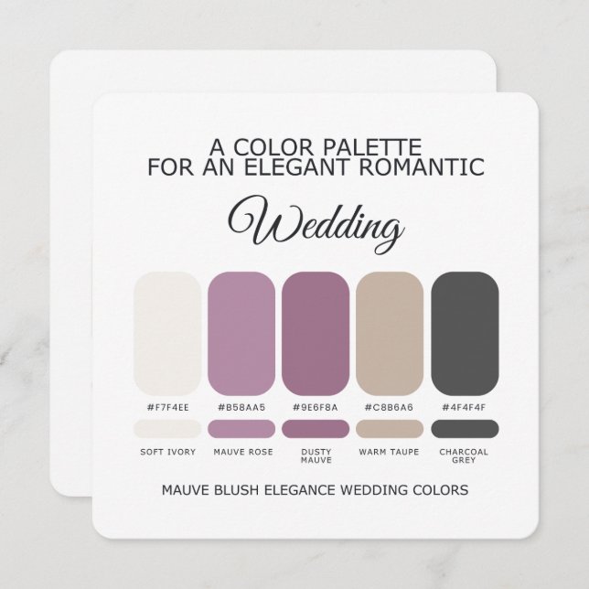 Invitation Mauve Blush Wedding Color Palette Card (Devant / Derrière)