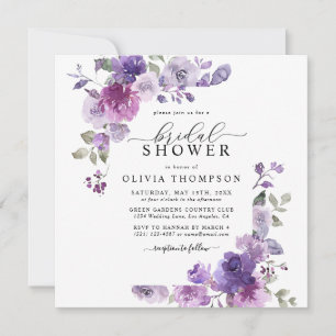 Invitation Mauve Dusty Lilac Fête des mariées florale violett