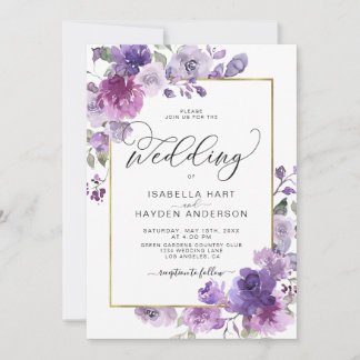 Invitation Mauve Dusty Purple Lilac Floral Mariage d'huile d'