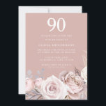 Invitation Mauve & Dusty Rose, Blush 90th Birthday Party<br><div class="desc">Mauve & Dusty Rose,  Blush 90th Birthday Party Invitation aussi disponible en faire-part de mariage numérique Voir la collection correspondante dans Niche and Nest Store</div>