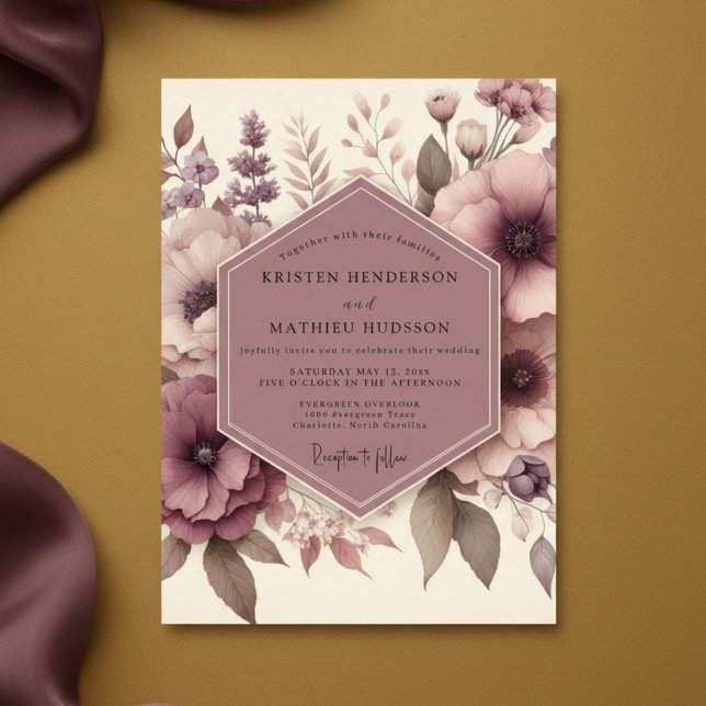 Invitation Mauve Ethereal Blossom Wedding (Créateur téléchargé)