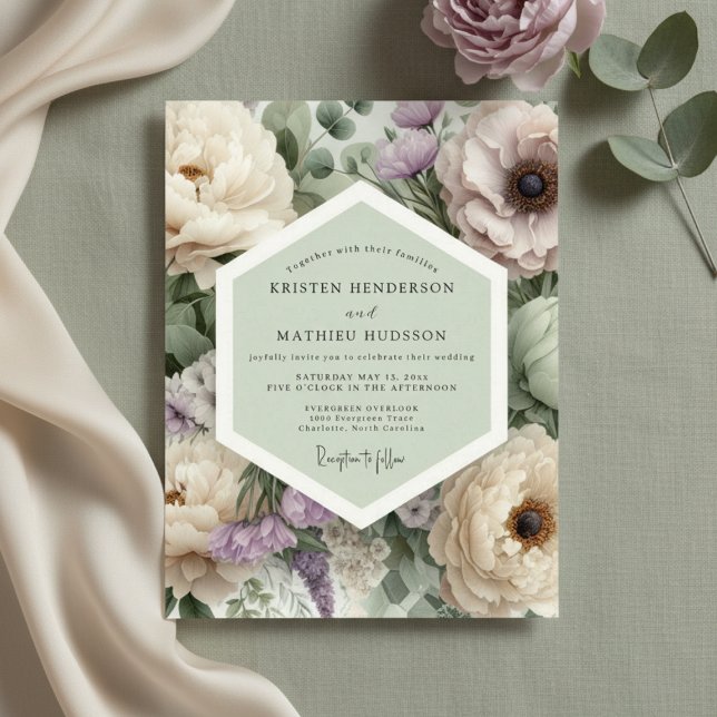 Invitation Mauve Floral Botanical Romance Wedding (Créateur téléchargé)