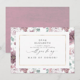 Invitation Mauve Floral Bridesmaid Maid of Honor Proposition