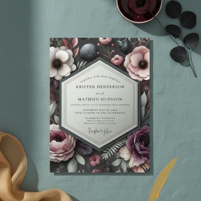 Invitation Mauve Floral Opulent Wedding (Créateur téléchargé)