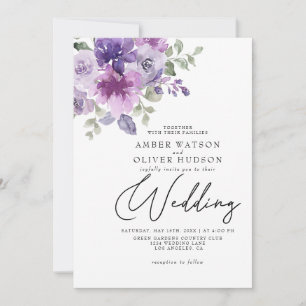 Invitation Mauve Lilac Dusty Floral Purple Garden Mariage