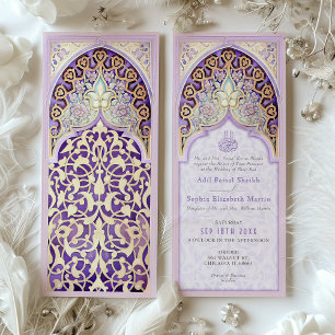 Invitation Mauve Lilac Faux Gold Mariage islamique
