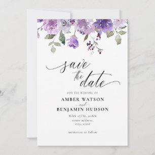 Invitation Mauve Lilac Purple Floral Aquarelle Enregistrer La