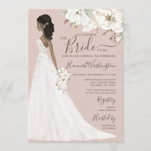 Invitation Mauve Magnolia mariée en Parties scintillant