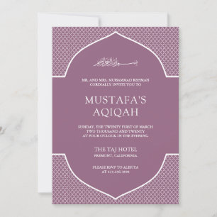 Invitation Mauve Marocaine Musulmane Aqiqah
