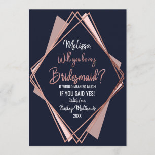 Invitation Mauve-ménée géométrique de la marine Rose Gold