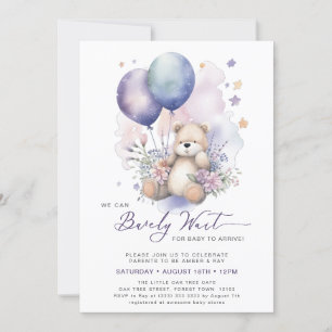 Invitation Mauve, on peut attendre le Baby shower fille
