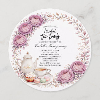 Invitation Mauve Palette Tea Party Bridal Shower