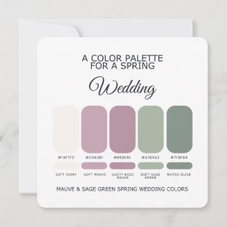 Invitation Mauve Sage Green Spring Wedding Palette 2026 Card