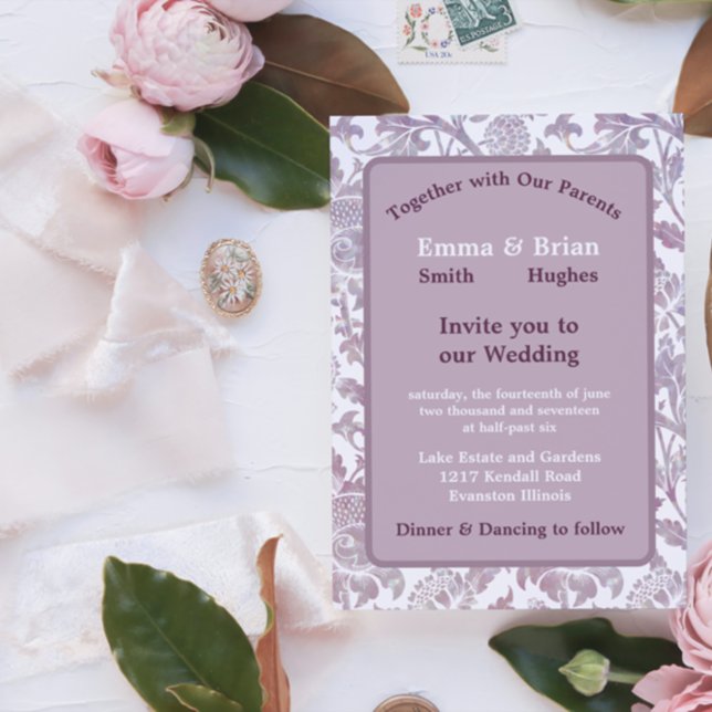 Invitation Mauve vintage floral (Créateur téléchargé)
