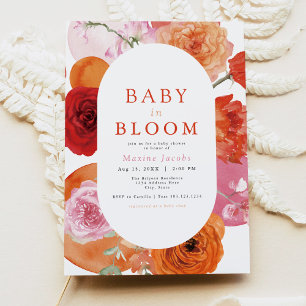 Invitation MAX Bold Fuchsia & Orange Floral Baby In Bloom