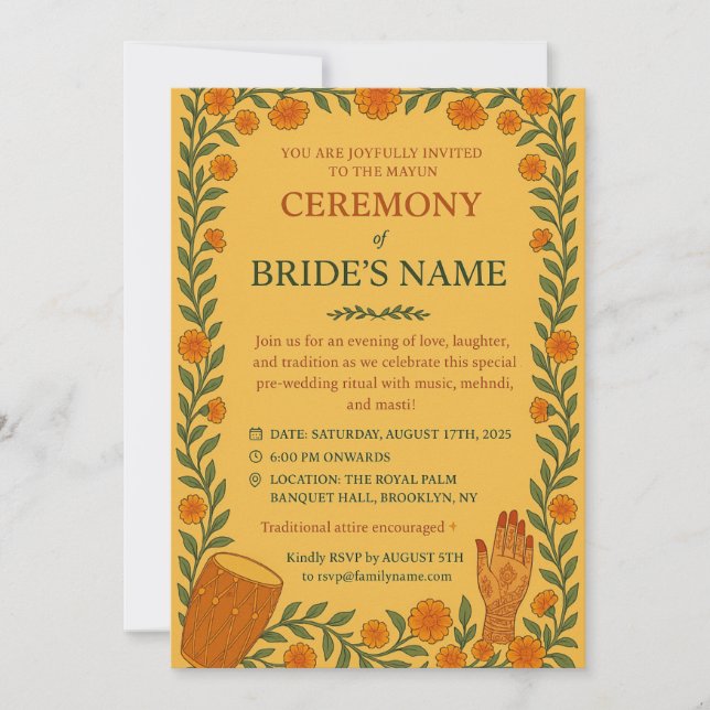 Invitation Mayun Sangeet Invite (Devant)