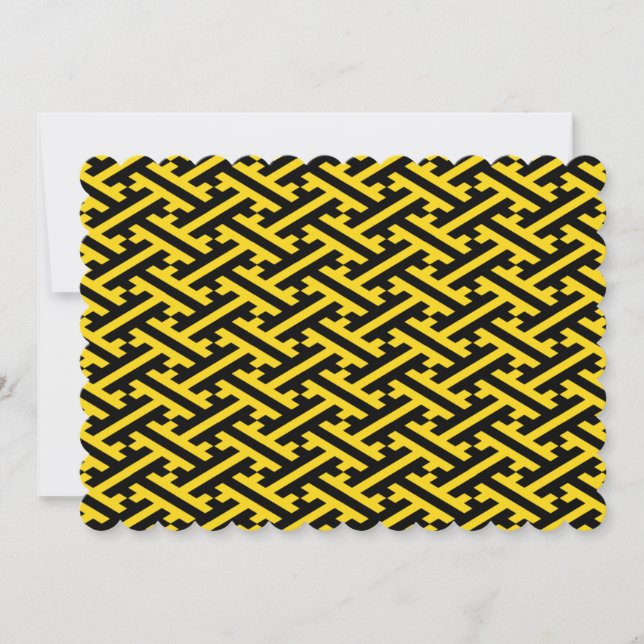 Invitation Maze Abstrait Sayagata Jaune Croix Noire (Devant)