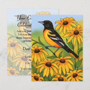Invitation MD State Bird Oriole & Black eyed Susan Flower