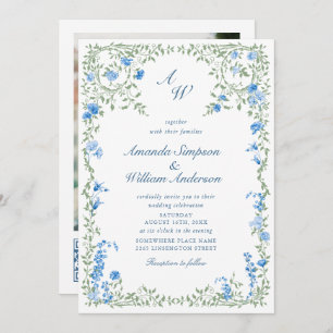 Invitation Meadow Blue Rose Mariage code QR Photo