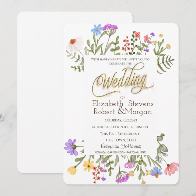 Invitation Meadow Fleur sauvage aquarelle (Devant / Derrière)