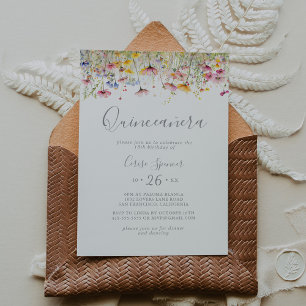 Invitation Meadow Fleur sauvage coloré Quinceañera