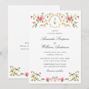 Invitation Meadow Pastel Français Rose Floral Mariage