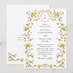 Invitation Meadow Pastel Français Rose Floral Mariage