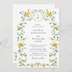 Invitation Meadow Pastel Français Rose Floral Mariage