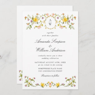 Invitation Meadow Pastel Français Rose Floral Mariage