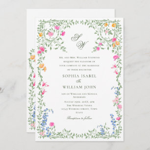 Invitation Meadow Pastel Français Rose Floral Mariage