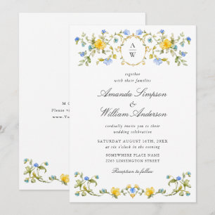 Invitation Meadow Pastel Français Rose Floral Mariage