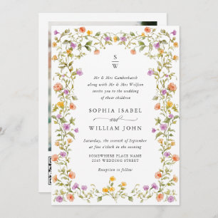 Invitation Meadow Pastel Rose Floral Mariage code QR