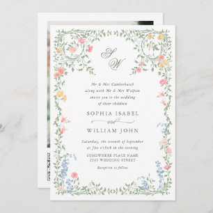 Invitation Meadow Pastel Rose Floral Mariage code QR