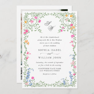 Invitation Meadow Pastel Rose Floral Mariage code QR