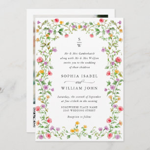 Invitation Meadow Pastel Rose Floral Mariage code QR