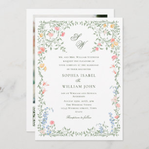 Invitation Meadow Pastel Rose Floral Mariage code QR
