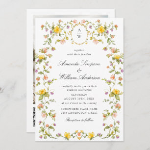 Invitation Meadow Pastel Roses Floral Mariage Code QR Photo