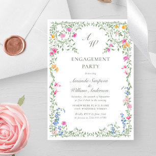 Invitation Meadow Watercolor Fleurs sauvages ENGAGEMENT PARTY