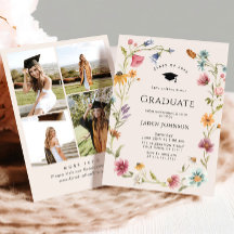 Meadow Wildflower Boho 4 Photo Graduation Party