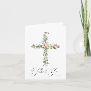 Invitation Meadow wildflower cross Religious Thank You