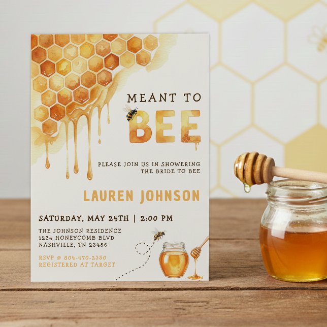 Invitation Meant to Bee Honeycomb Watercolor Bridal Shower (Meant to Bee Honeycomb Watercolor Bridal Shower Invitation
)