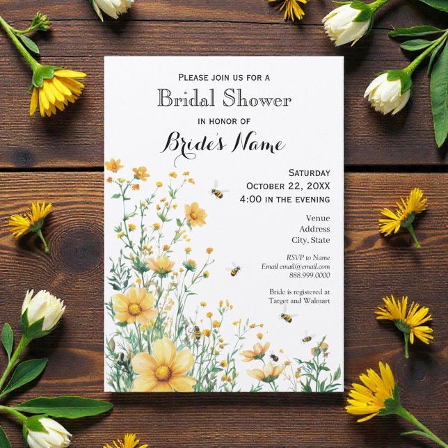 Invitation Meant to Bee Rustic Yellow Bridal Shower (Créateur téléchargé)