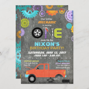 Invitation Mécanicien de voiture Outils tableau de bord Anniv