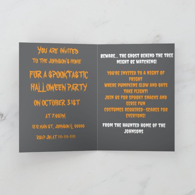 Invitation Méchancetés au clair de lune avec Fantôme et Citro (Intérieur)