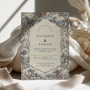 Invitation Médaillon de mariage toile française