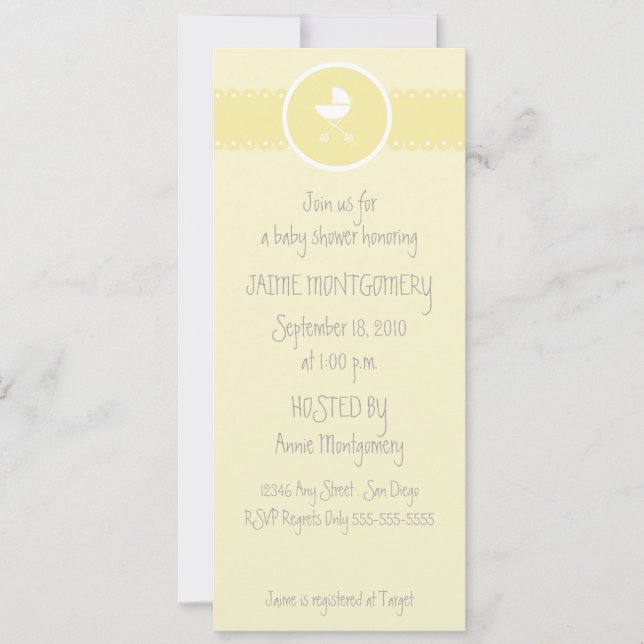 Invitation Médaillon de transport de bébé Douche jaune Invita (Devant)