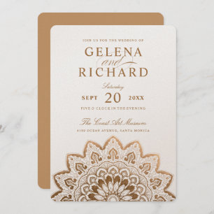 Invitation Médaillon d'or Shimmer Mandala Mariage