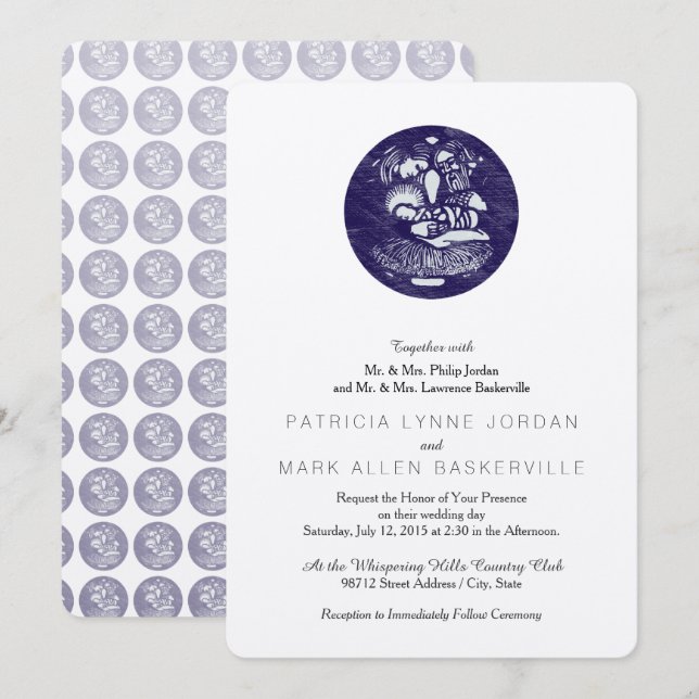 Invitation Médaillon vintage de la Nativité (Devant / Derrière)