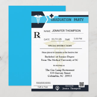Invitation Médicale de graduation de la bande de p