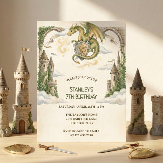 Invitation Medieval Dragon Castle Birthday Party